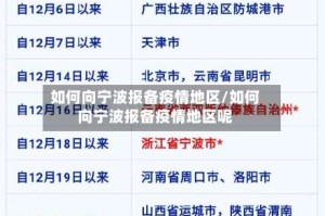 如何向宁波报备疫情地区/如何向宁波报备疫情地区呢